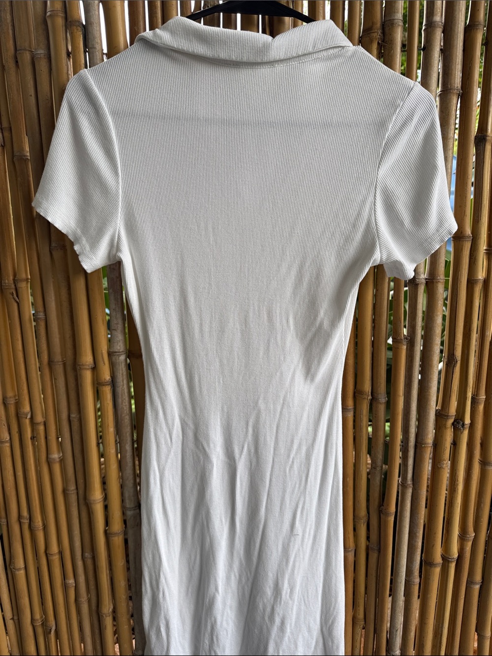 Style Rack White Ribbed Polo V-Neck Mini Dress - Picture 6 of 8